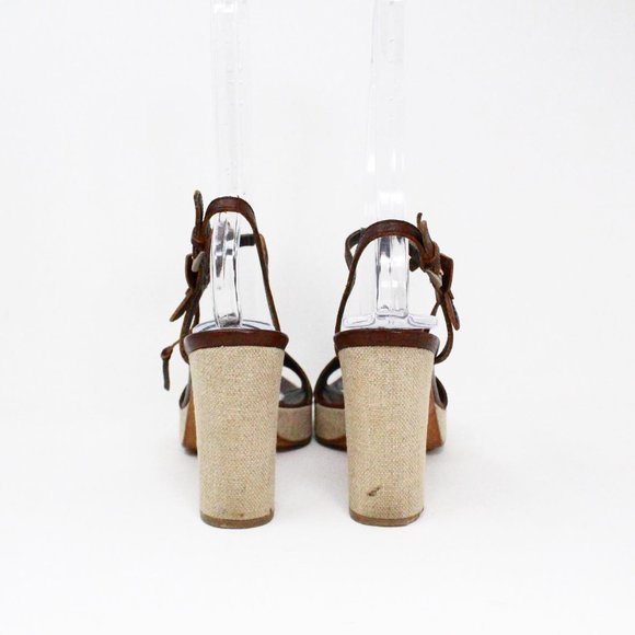 PRADA #41545-R Brown Leather Flower Heeled Sandals (US 6 EU 36) - Picture 7 of 9